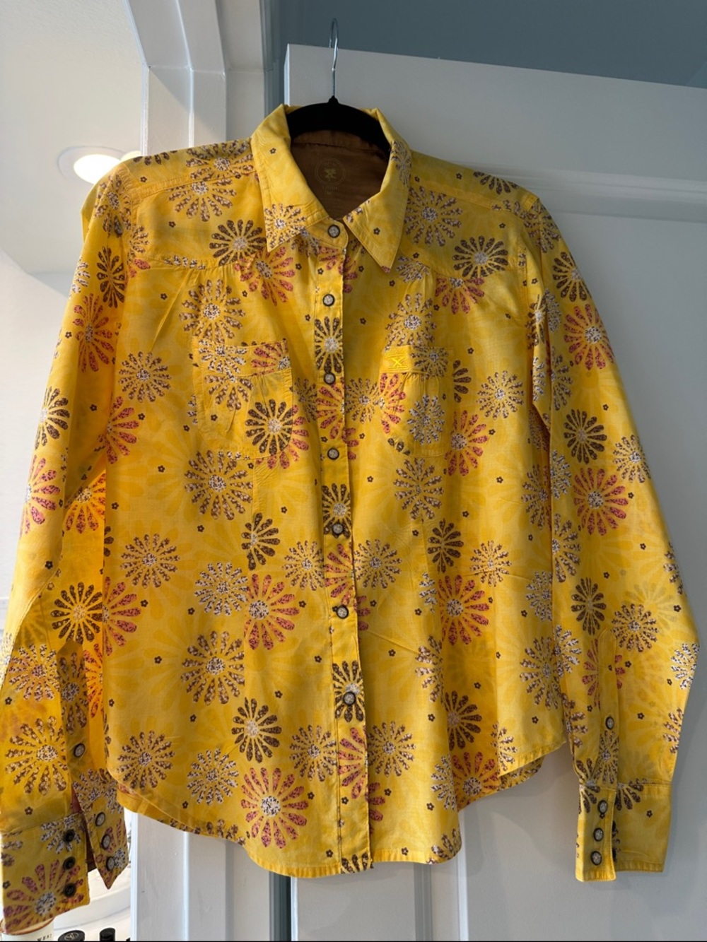 Yellow Floral Designer Snap Shirt